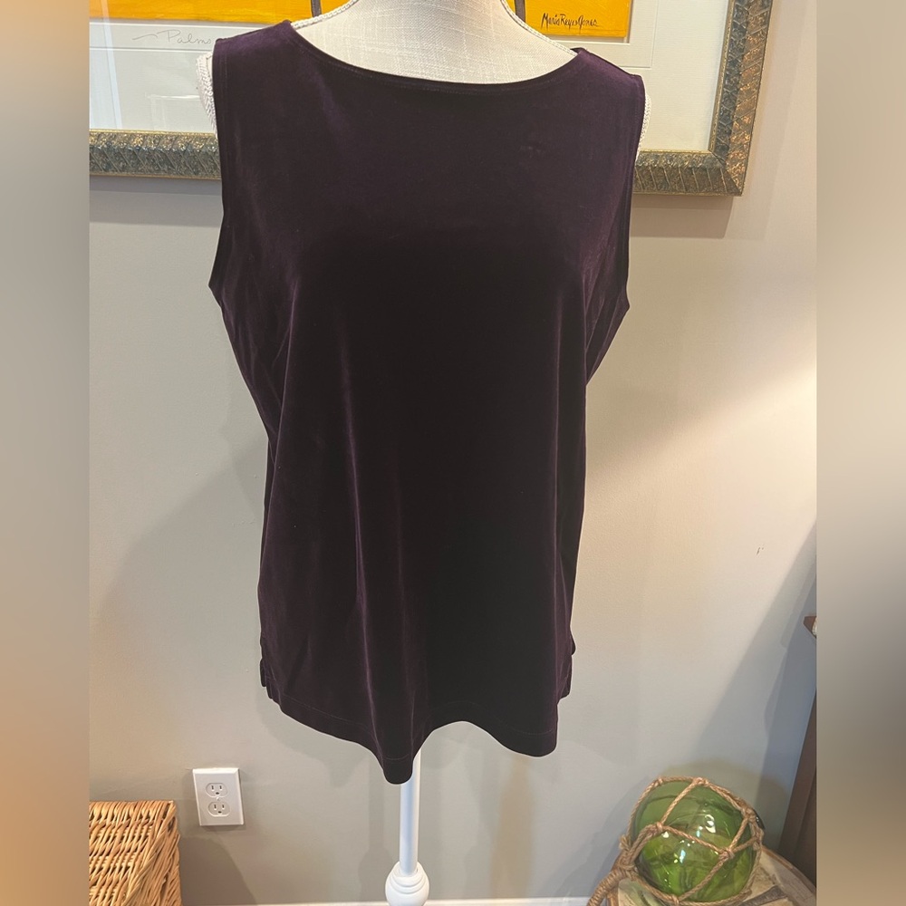 Chico's Deep Plum Velour Sleeveless Top